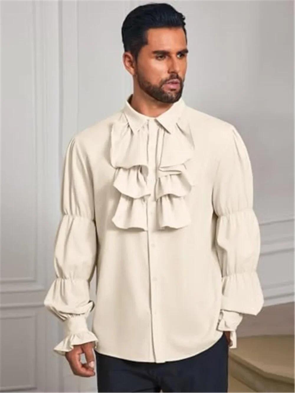 Men's Pirate Shirt Ruffle Victorian Renaissance Vampire Poet Puffy